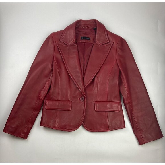 Context Women's M Red Leather Jacket - Picture 1 of 4